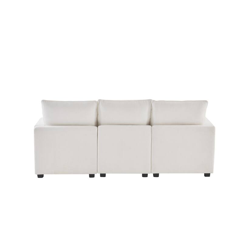 84" Modular Sofa Set with Ottoman & 2 Pillows, Free Combination 4 Seats L-Shape Chenille Sectional Sofa for Livingroom Apartment