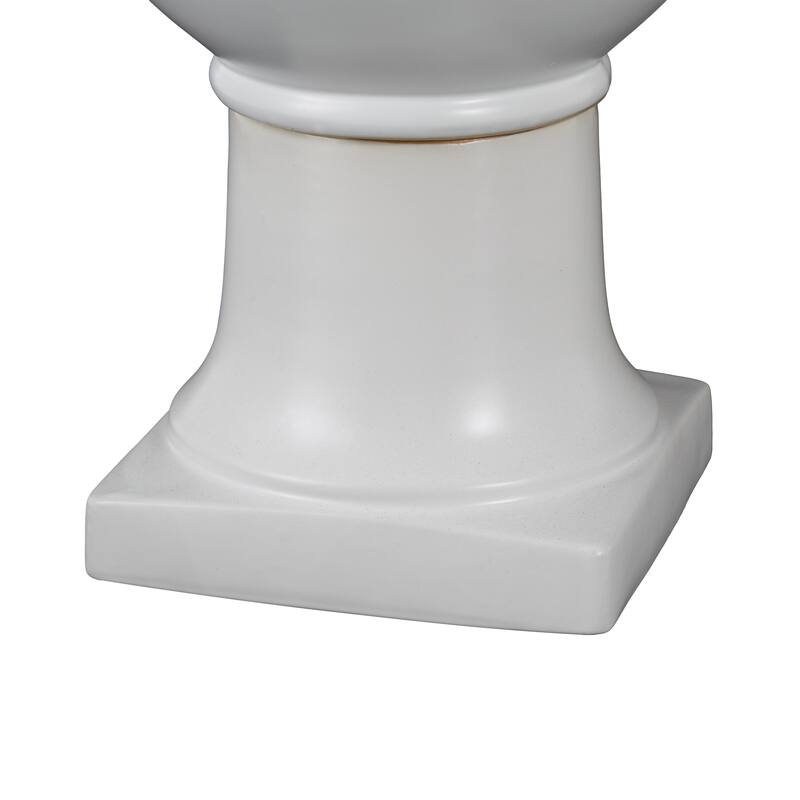 White Ceramic Fluted Urn Shaped Decorative Vase with Handles