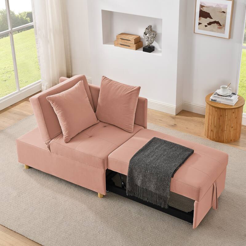 Roomfitters Convertible Sleeper Sofa Chair with Adjustable Backrest, Pullout Bed and Wheels, Linen Fabric