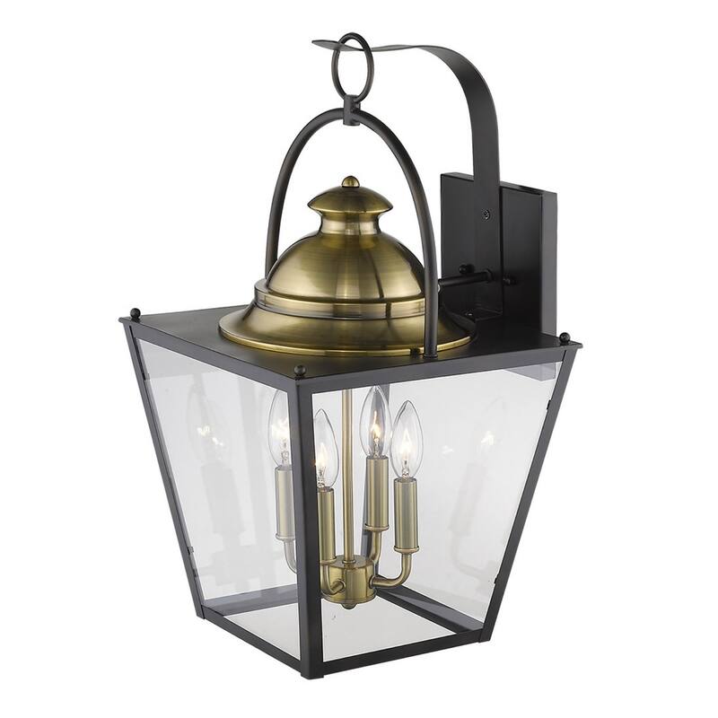 Bronze Glass LED Flush Mount Outdoor Wall Light with Bulbs - 4-Light