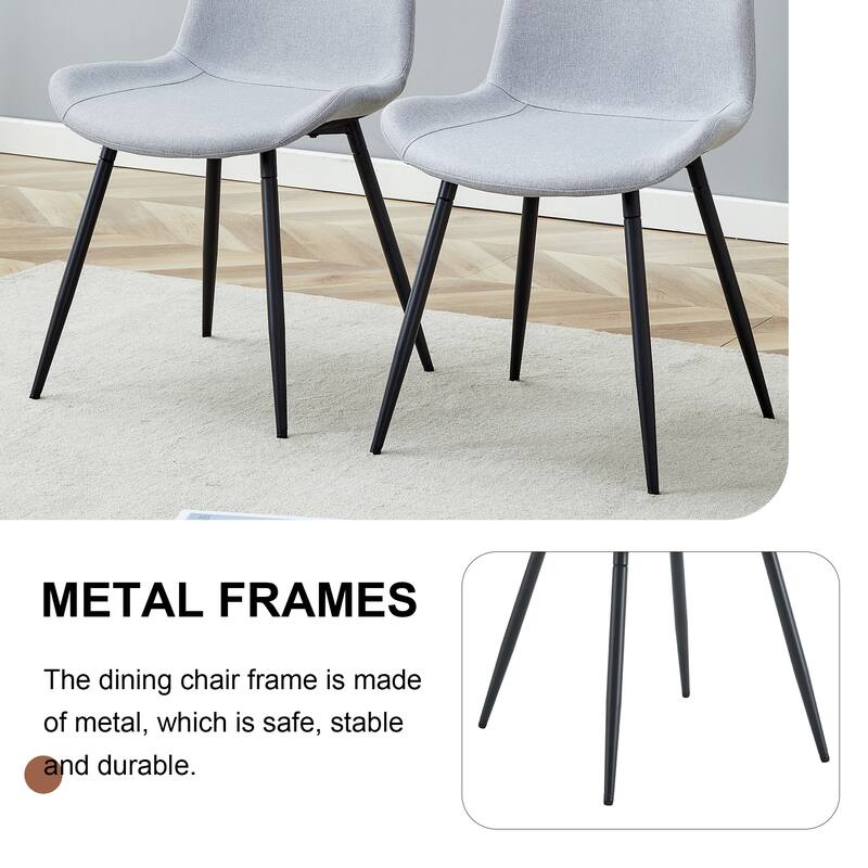 Modern Kitchen Chairs Set of 4 Linen Dining Chair with Metal Legs Wider Seats Quick Assembly Cafe Chairs