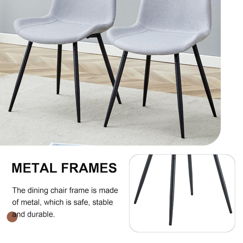 Roomfitters Linen Cotton Dining Chairs with Widened Curved Seat, Integrated Back, Set of 4 for Dining Room