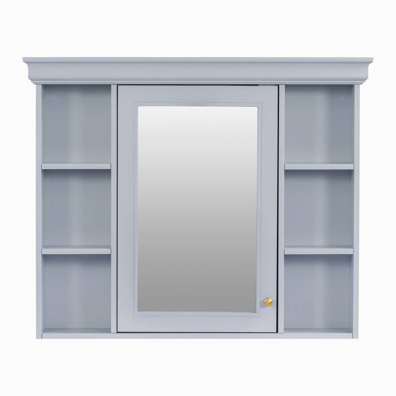 35'' x 28'' Wall Mounted Bathroom Storage Cabinet with 6 Open Shelves