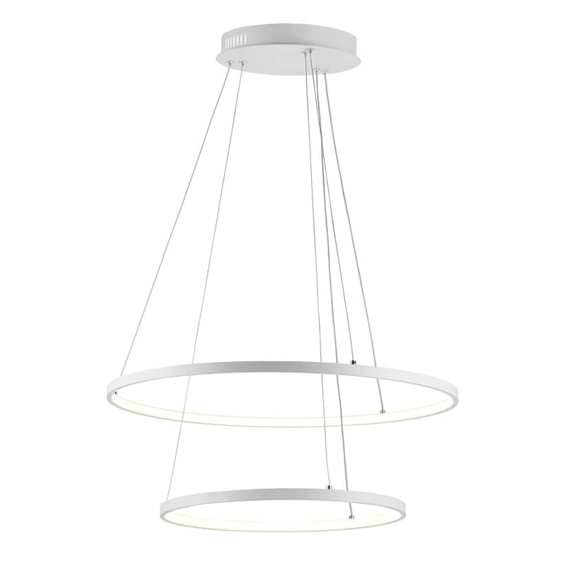SAFAVIEH Lighting Ruzana 74-inch White Adjustable LED Pendant - 24" W x 24" L x 12-74" H - 24Wx24Dx61H
