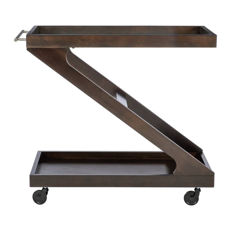 Z Shaped Wooden Serving Bar Cart - 39.5" - Brown