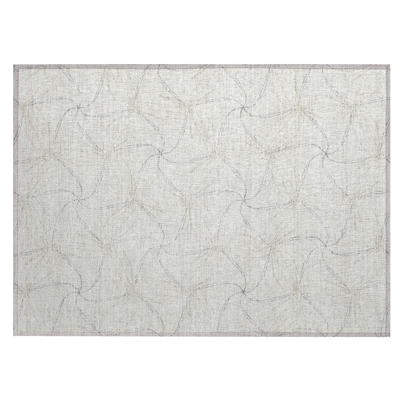 Machine Washable Indoor/ Outdoor Abstract Contemporary Chantille Rug
