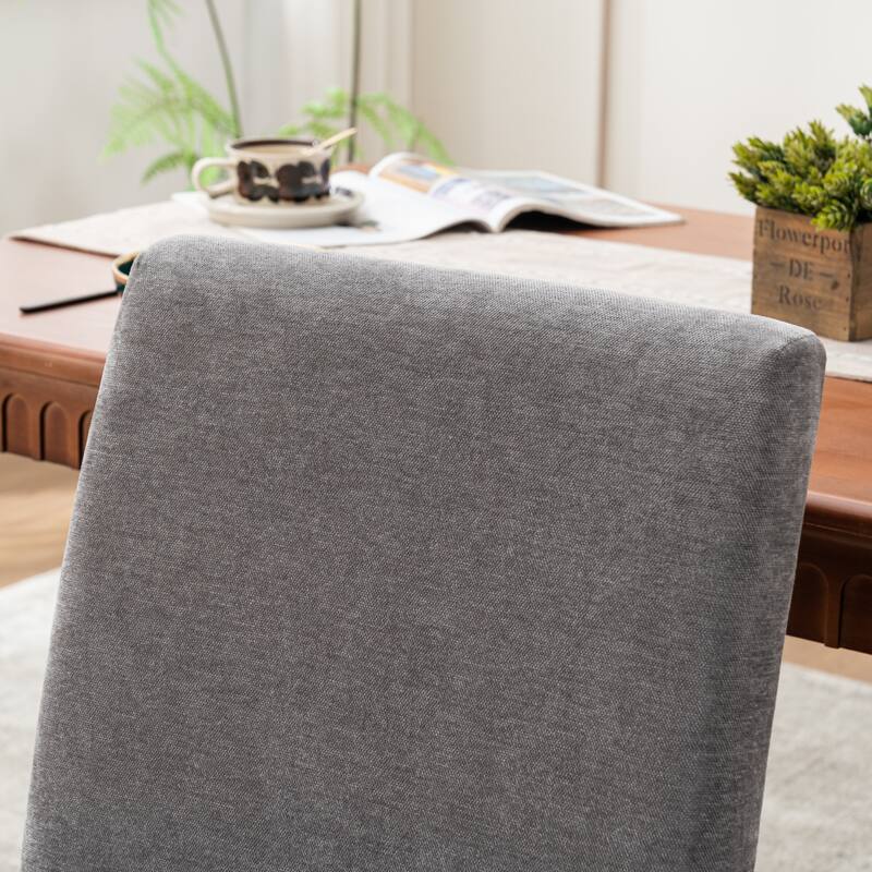 Upholstered Modern Dining Chairs, Linen Fabric Side Chairs Set of 2