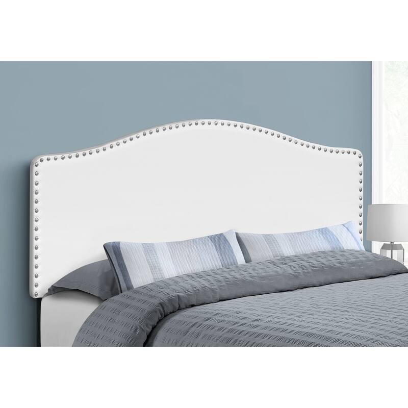 Bed, Headboard Only, Queen Size, Bedroom, Upholstered, White Leather Look, Transitional - White