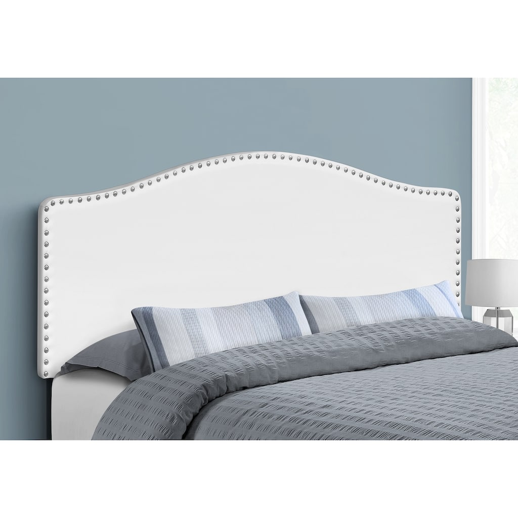 Bed, Headboard Only, Queen Size, Bedroom, Upholstered, White Leather Look, Transitional