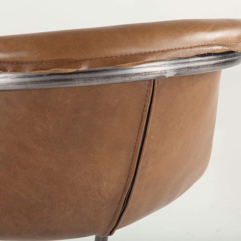 World Interiors Set of 2 Distressed Leather Counter-Height Chairs