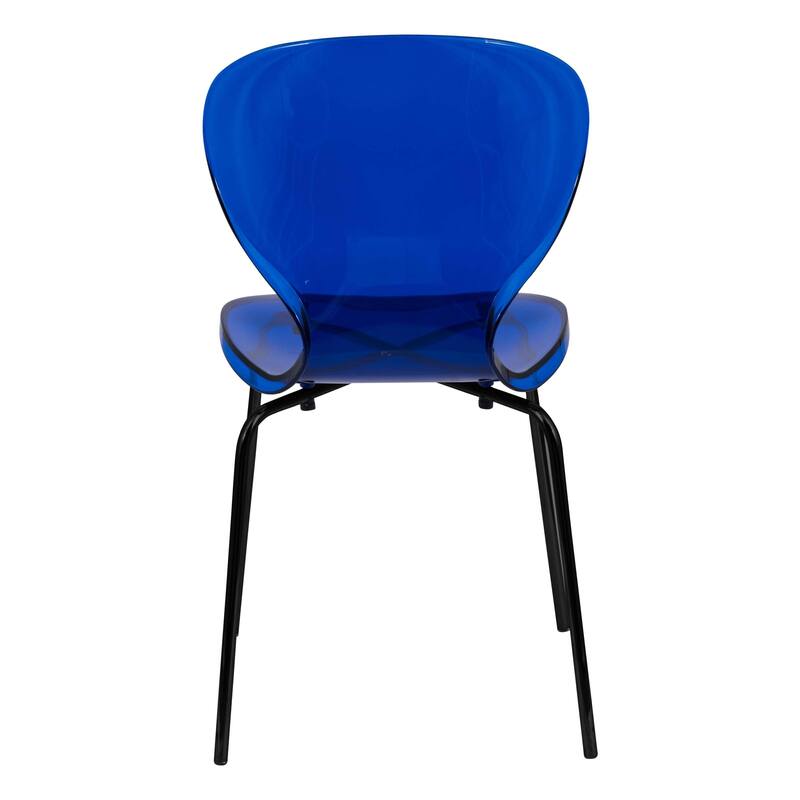 Stackable Plastic Dining Chair Transparent Set of 2 Modern Accent Side Chair for Indoor and Outdoor