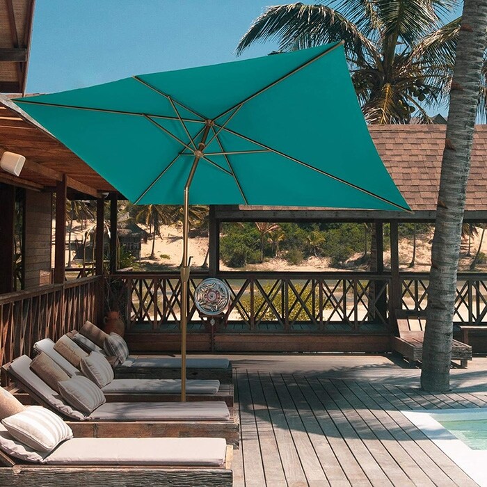 images of patio furniture turquoise umbrella AMMSUN Umbrella, 6.5 ft Outdoor Table with Tilt Steel Pole, UPF50+ Protection, Great for Outdoor Garden Backyard, Green : Patio, Lawn & Garden and a sturdy steel pole that fits 60 Serwall 6.5x10 ft Rectangular Market