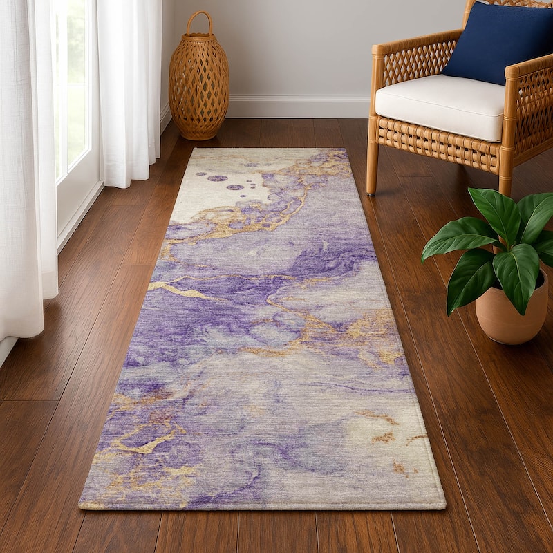 Premium Washable Super Soft Abstract Mayfield Rug - Purple - 2'3" x 7'6"