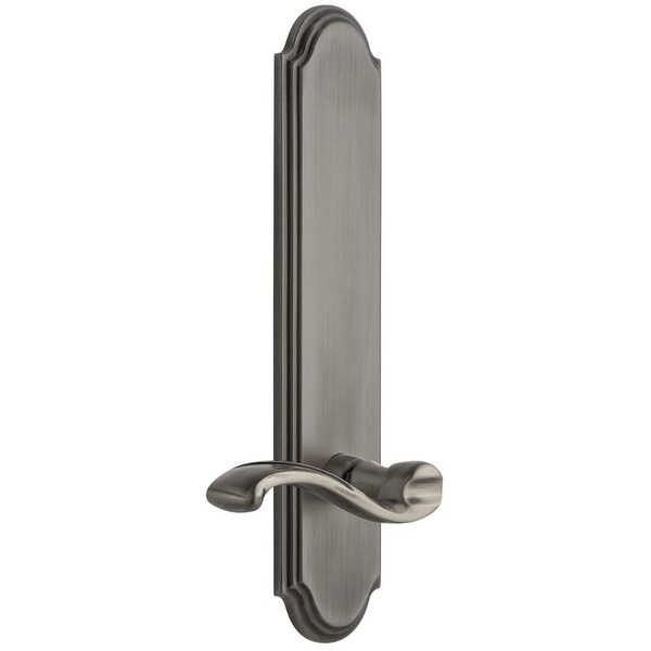 Grandeur ARCPRT_TP_PRV_238_RH Arc Solid Brass Tall Plate Rose Right Handed Privacy Door Lever Set with Portofino Lever and