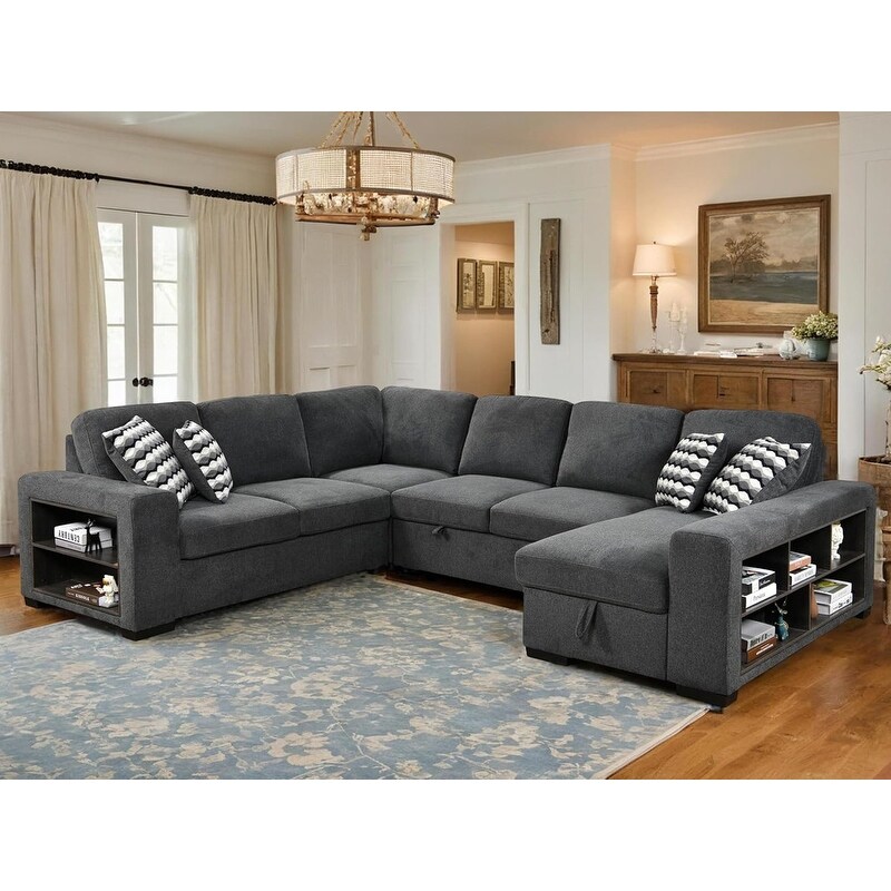 125'' Oversized U-Shaped Multi-Function Sectional Sofa with
