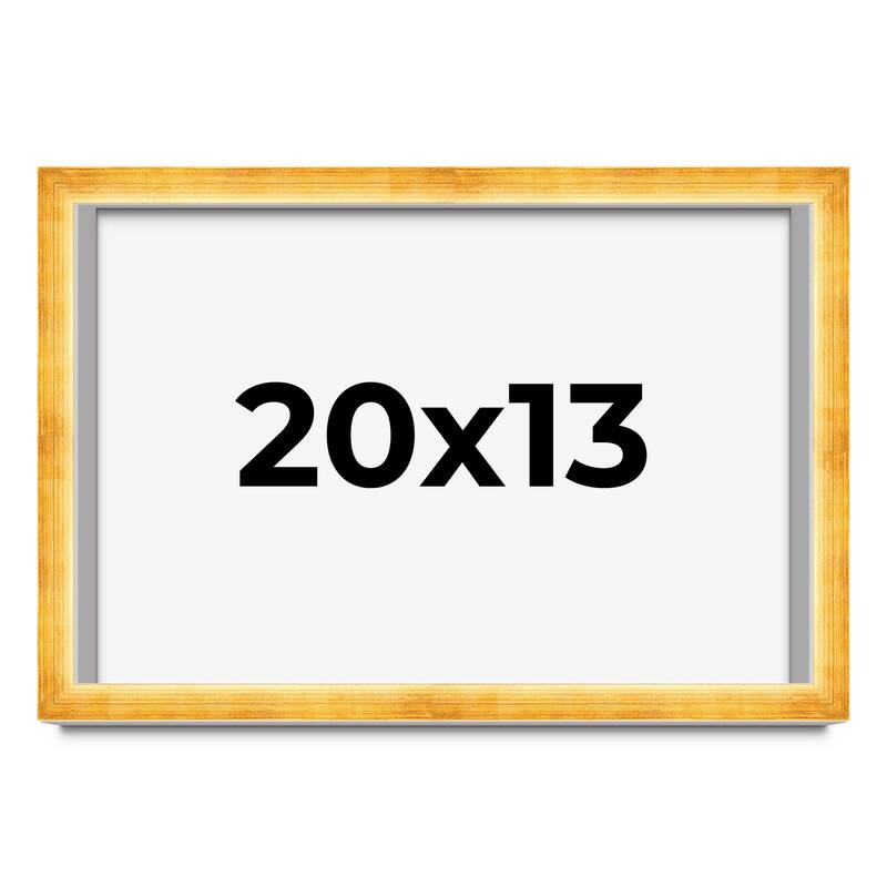 20x13 Shadow Box Frame Gold | 1.625 Inches Deep Real Wood Traditional