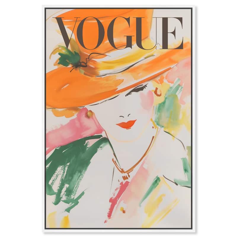 Woman in Hat Cover Canvas by Art Remedy - White - 30" x 45"