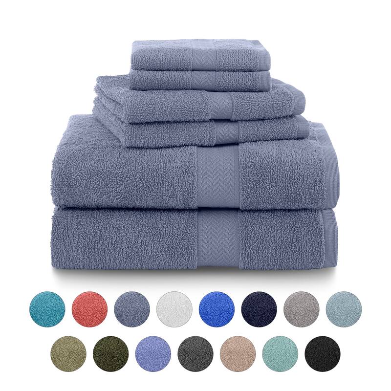 Martex Ringspun Cotton Towel Set Quick Dry Soft Absorbent Lightweight - Heather Blue
