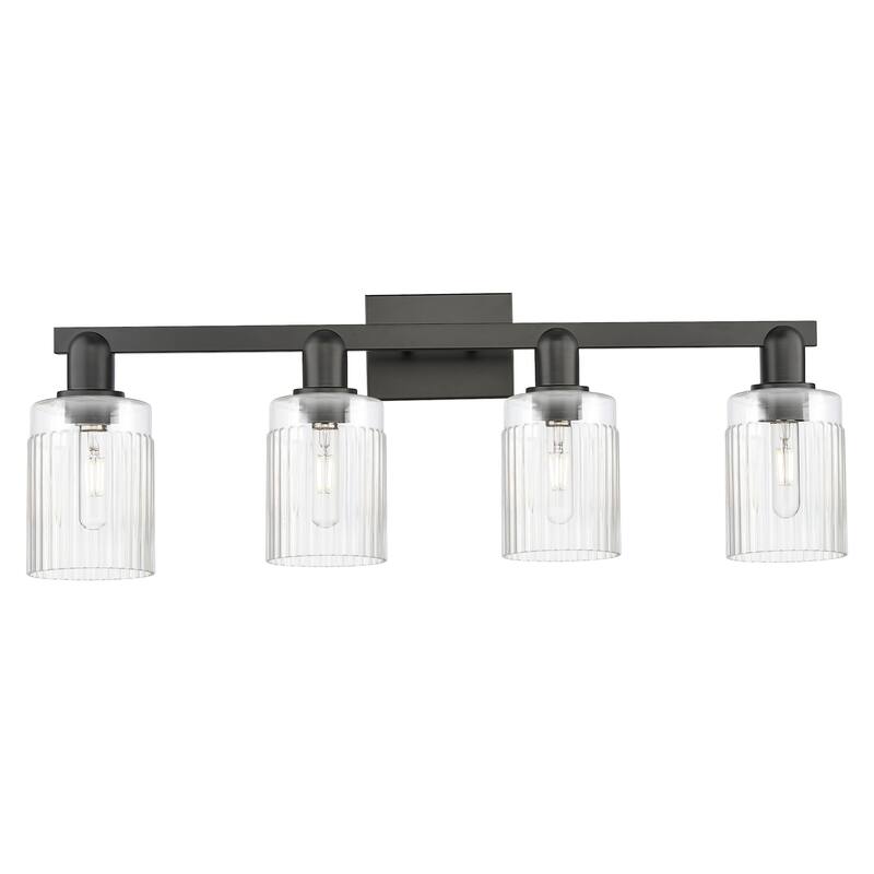 Innovations Lighting 716-4W-11-32 Hadley Vanity Hadley 4 Light 32" - Matte Black / Clear