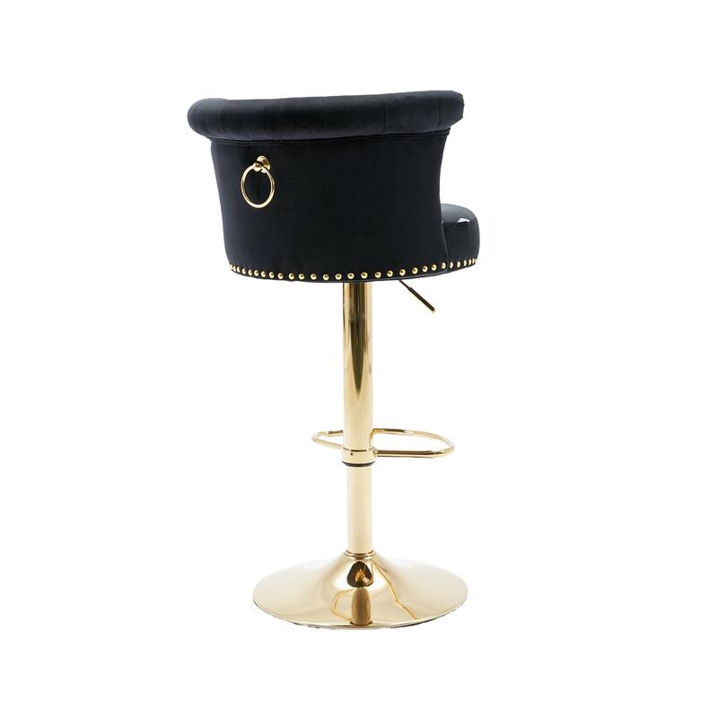 Ergonomic Swivel Bar Stools Set of 2 Adjustable Velvet Accent Chairs