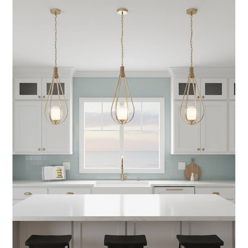 Dawana 1-Light Modern Pendant Light with Jute Accents - 27 in. Tall