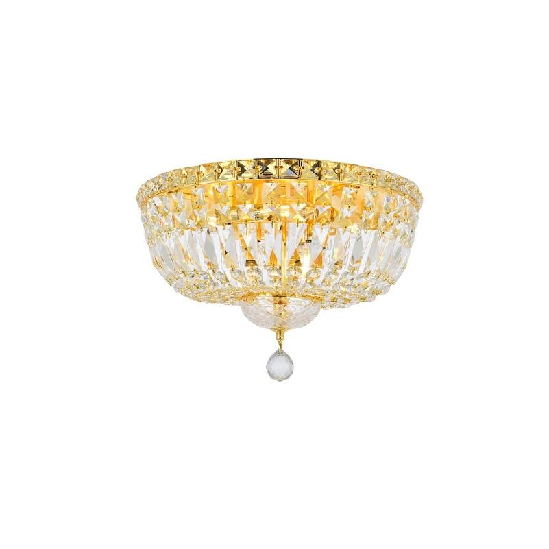 Tranquil 6 light Gold Flush Mount Clear Royal Cut Crystal - Exact Size