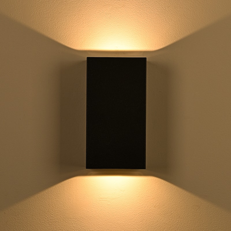 2-Light Integrated LED Matte Black Exterior Outdoor Wall Sconce Light