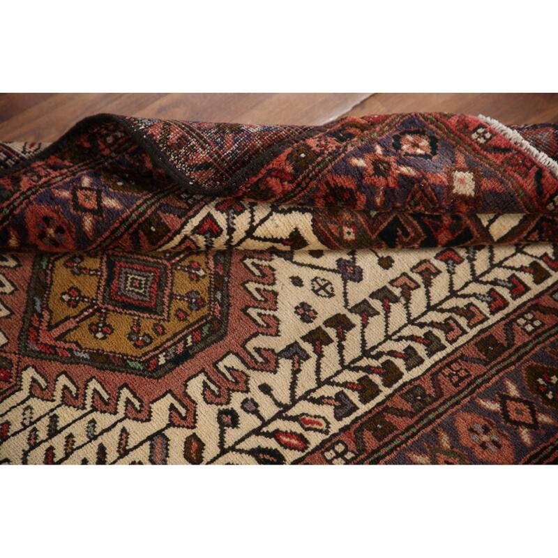 Geometric Heriz Persian Vintage Runner Rug Handmade Wool Carpet - 3'1"x 10'8"