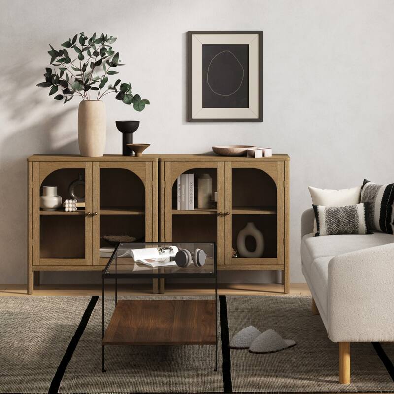Nathan James Mason Sideboard Buffet with Glass Doors and Adjustable Shelves