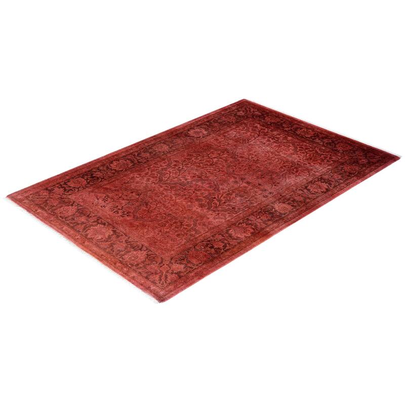 Fine Vibrance One-of-a-Kind Hand-Knotted Area Rug - Pink, 3' 3" x 4' 10" - 3' 3" x 4' 10"