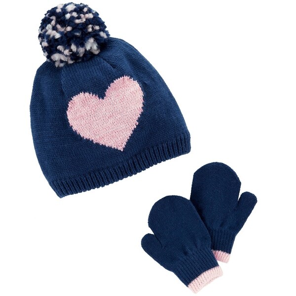 girls navy pom pom hat