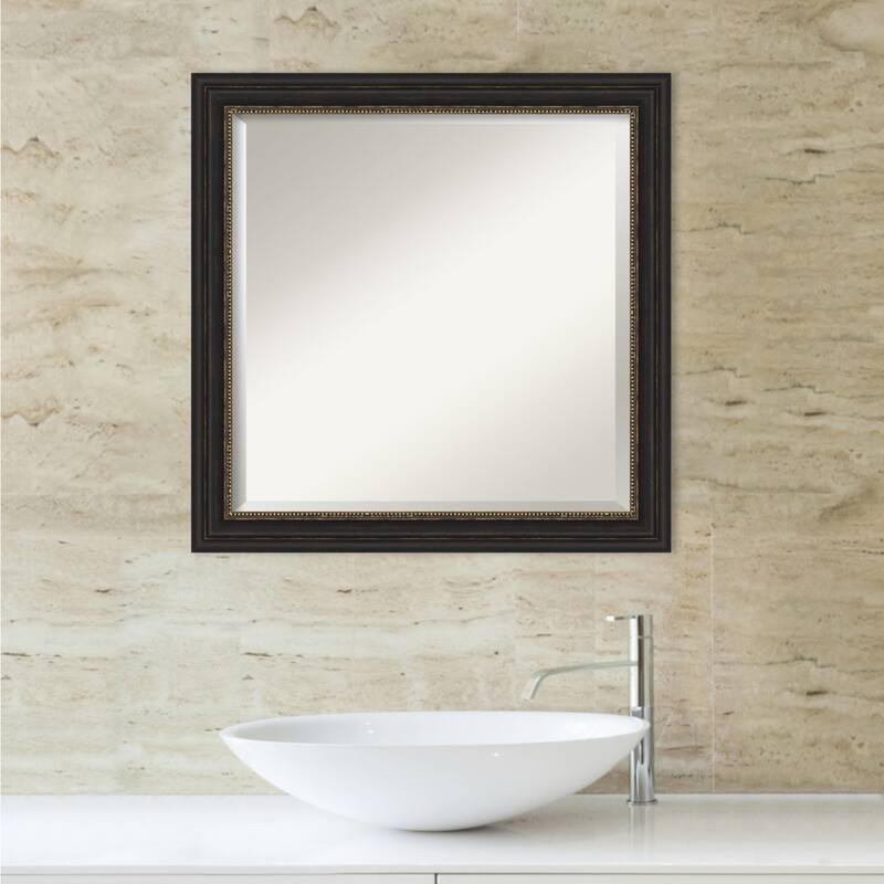 Beveled Bathroom Wall Mirror - Accent Bronze Narrow Frame