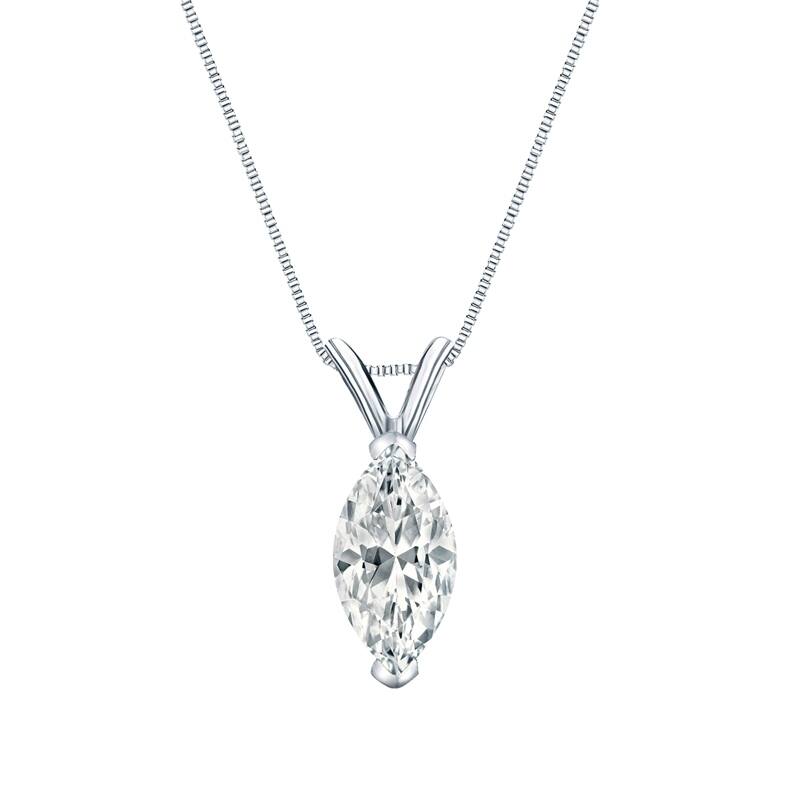 Auriya Platinum 1.75ctw Marquise Solitaire Lab Grown Diamond Necklace V-End Prong (H-I VS) - 1.75 - White - White - 18 Inch - 1.75