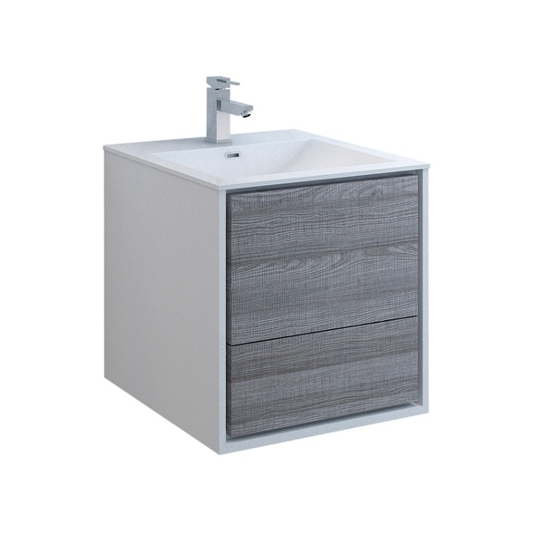 Fresca FCB9224-I Senza 24" Wall Mounted Single Basin Vanity Set with MDF Cabinet and Acrylic Vanity Top