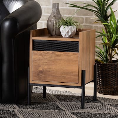 Tasman Modern & Contemporary Industrial End Table-Natural Brown
