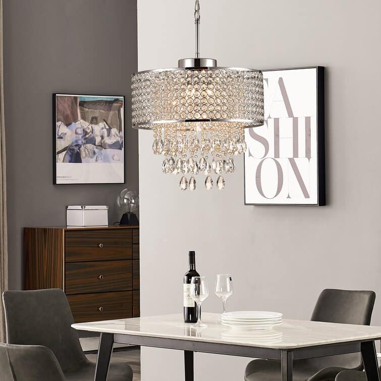 Maxax 5 - Light Crystal Drum Chandelier with Crystal Accents - 17*17
