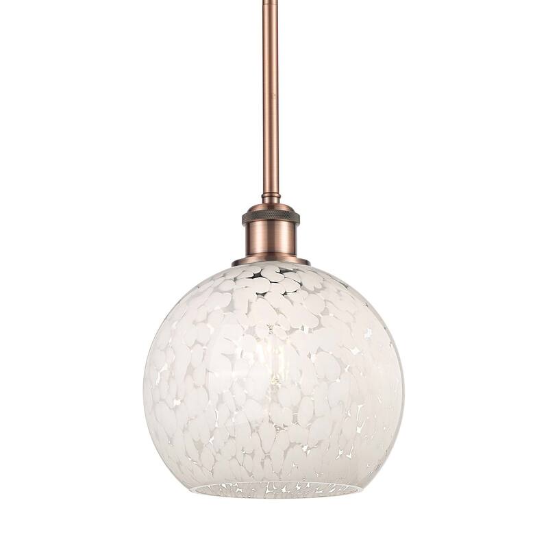 Innovations Lighting 516-1S-10-8 White Mouchette Pendant White - Antique Copper / White Mouchette