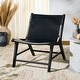 preview thumbnail 1 of 37, SAFAVIEH COUTURE Alanarose Leather Accent Chair - 26"W x 33"D x 33"H Black/Black