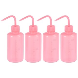 4pcs Squeeze Washing Bottle 250ml Plastic Water Irrigation Spout, Pink