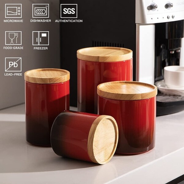 Kitchen Canisters Ceramic Food Storage Jar Set, Stackable