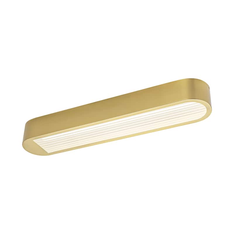Rennnsan 25.6" 1-Light Modern Brass/Black Linear Bathroom Vanity Light with Ribbed Glass Shade