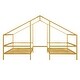 preview thumbnail 4 of 7, Metal Double Twin House Beds with Built-in Table, Gold