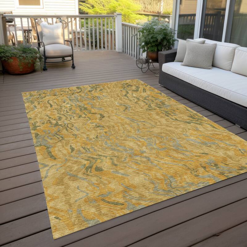 Machine Washable Indoor/ Outdoor Abstract Flow Chantille Rug