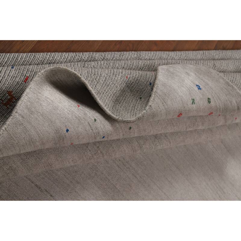 Tribal Gray Gabbeh Indian Area Rug Handmade Wool Carpet - 9'3" x 12'0"