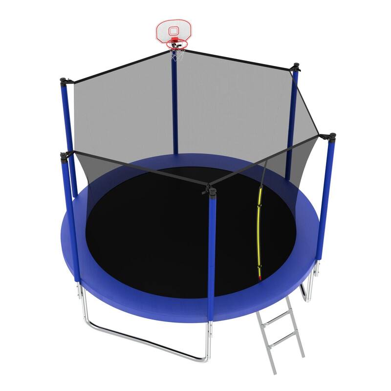 Blue Recreational Trampoline - Outdoor Backyard Fun - 96