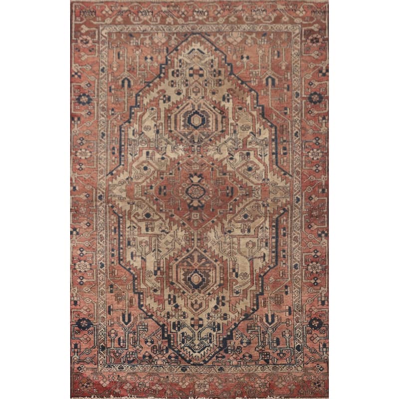 Geometric Bakhtiari Persian Antique Area Rug Wool Carpet - 4'1"x 6'6"