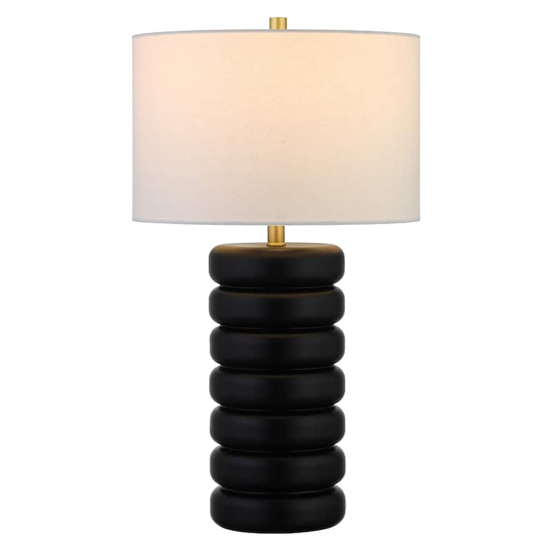Zelda 25" Tall Glass Bubble Body Table Lamp with Fabric Shade
