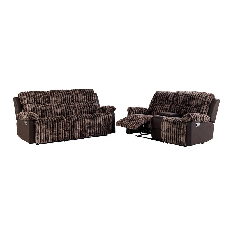 Brown Console Reclining Loveseat