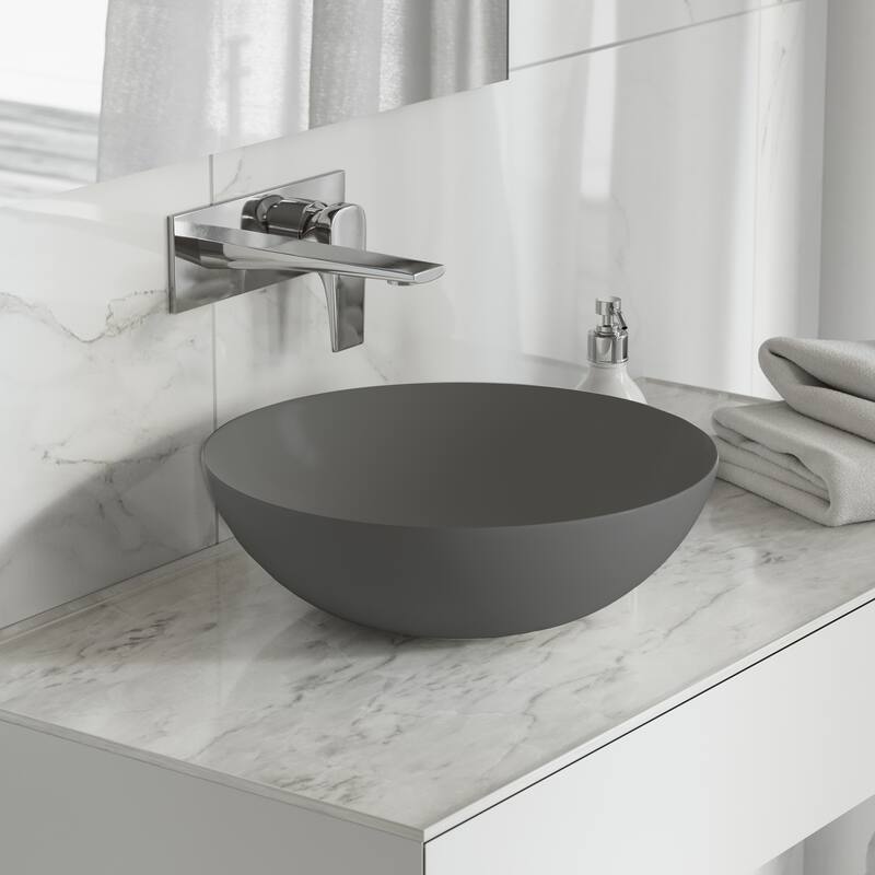 Chaux 16 Color Ceramic Sink In Matte Grey - 15.65" x 15.65" 5.3"