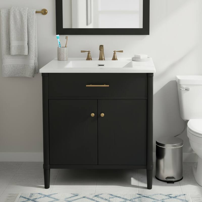 Christopher Knight Home - Emery 31" Bathroom Vanity with Sink highly with Modern Design - Black